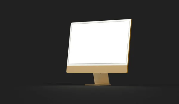 Rendering Computer Monitor Isolated Black — Stockfoto