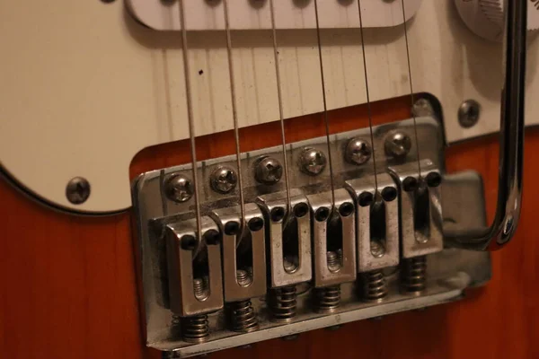 Primer Plano Una Guitarra Madera — Foto de Stock