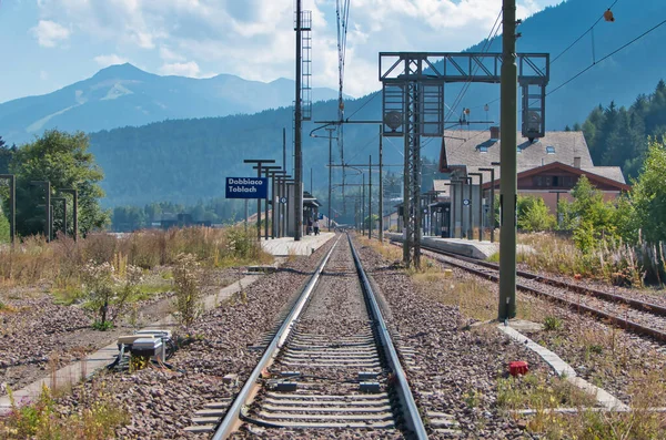 Järnvägsspår Järnvägsspåret — Stockfoto