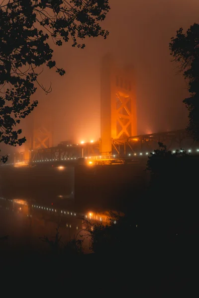 Vista Ciudad Del Puente Por Noche —  Fotos de Stock