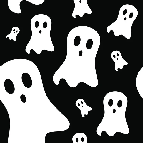 Patrón Sin Costura Fantasma Halloween Ilustración Vectorial — Vector de stock