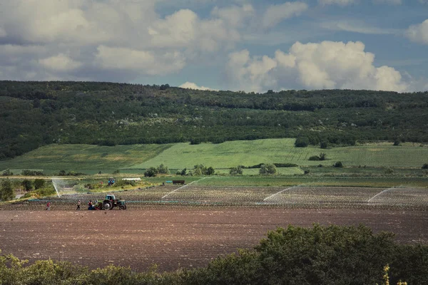 Tractor Working Field Moldova — Stock Photo, Image