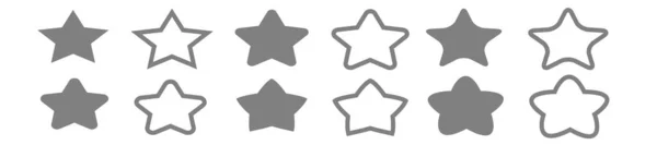 Star Rating Icon Set Black White Illustration — Stock Vector