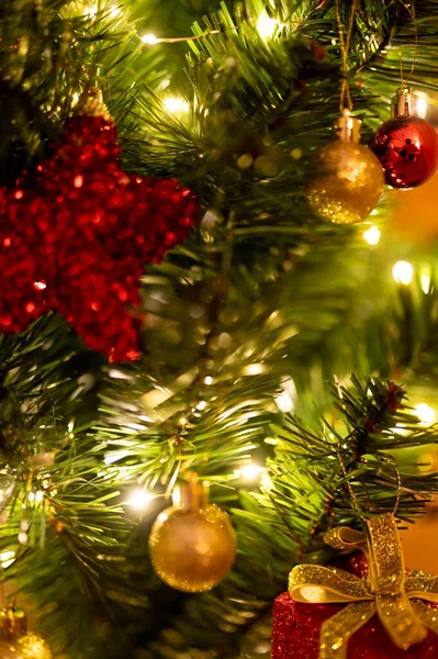 Árvore Natal Presentes Decorações Ano Novo Conceito Férias — Fotografia de Stock