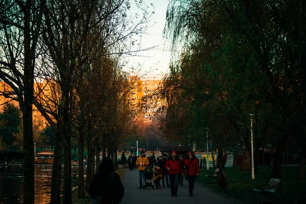 Bucharest Romania Jan 2020 Beautiful View People Enjoying Walk Park — Stock Fotó