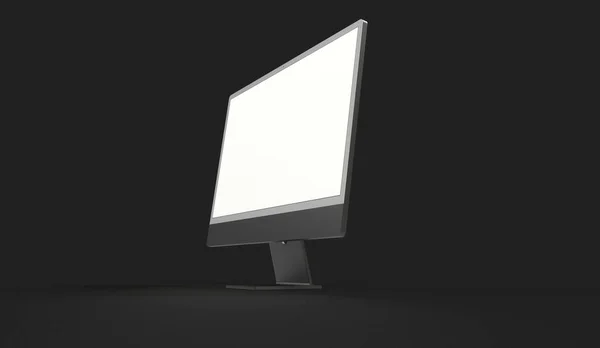 Rendering Computer Monitor Isolated Black — Stockfoto