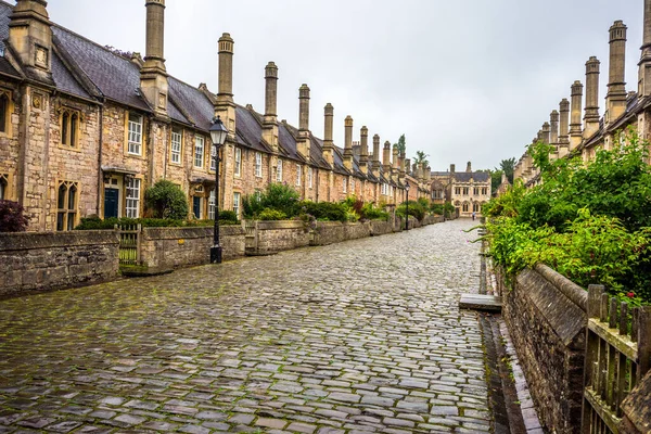 Old Wells Cathedral Cloudy Sky Rain — Fotografia de Stock