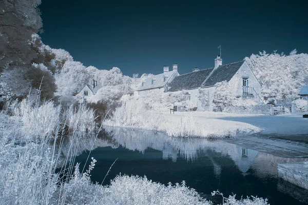Paesaggio Invernale Con Neve Alberi — Foto Stock