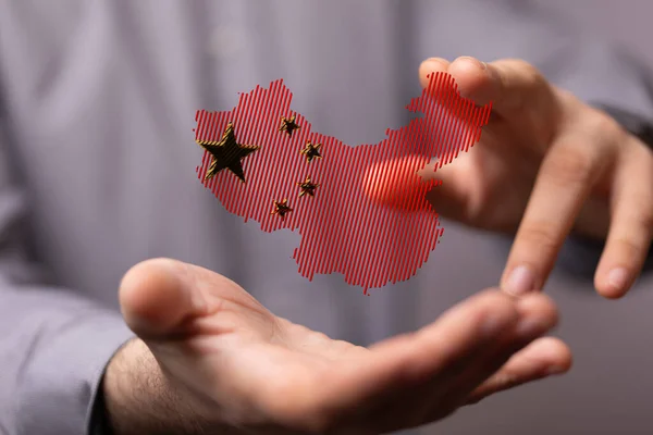 Rendering Map People Republic China Person Hands — Stock Photo, Image