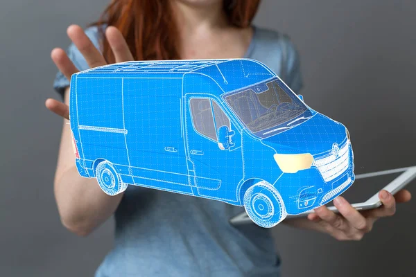 Digital Illustration Car Hand Concept Logistics Delivery — Stockfoto