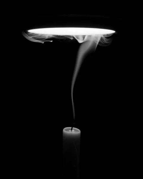 Burning Candle Isolated Black Background — Stock Photo, Image