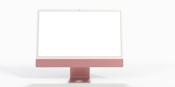 Rendering Computer Display Mock Blank White Screen —  Fotos de Stock