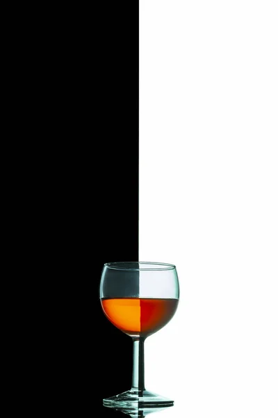 Beautiful Composition Wine Glass Bicolor Background — Zdjęcie stockowe