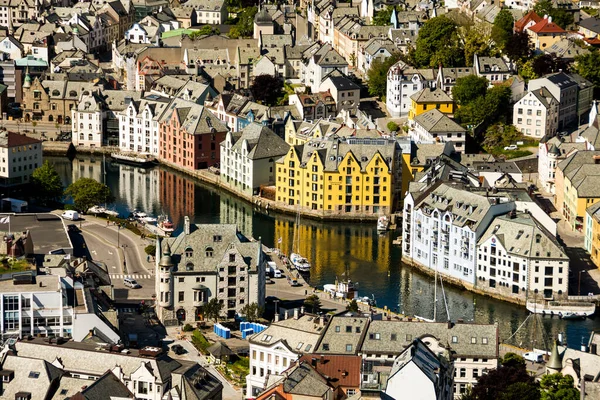 Aerial View Cityscape Alesund Norway — Stock fotografie