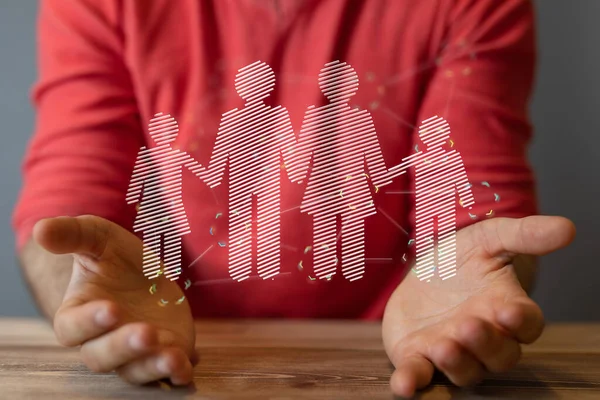 Rendered Family Members Hovering Man Hands — Stock Fotó