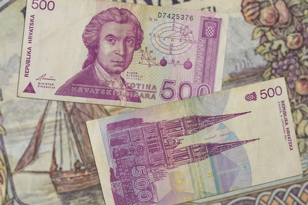 Eine Ansicht Der Kroatischen Dinar Banknoten Aus Den Frühen 90Er — Stockfoto