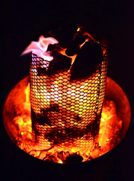 Ogień Płomień Czarnym Tle — Zdjęcie stockowe