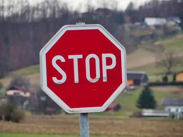 Closeup Shot Stop Traffic Sign — Stockfoto