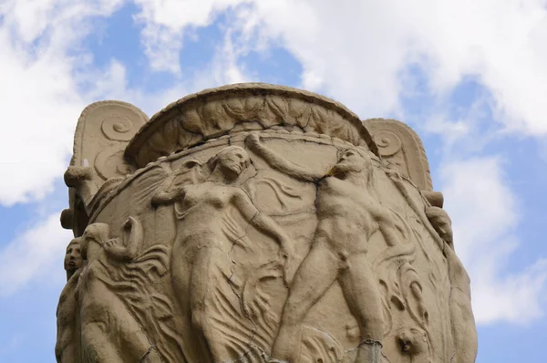 Poznan Polen Mai 2017 Nahaufnahme Einer Alten Vasenskulptur Vor Blauem — Stockfoto