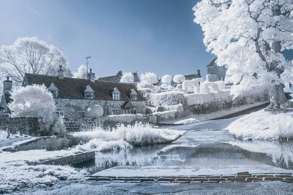 Vinterlandskap Med Snö Och Träd — Stockfoto