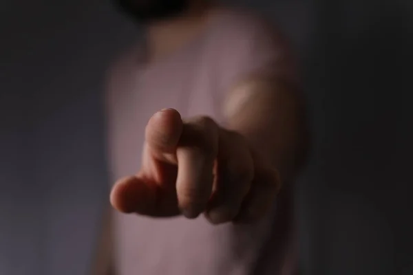 Person Hand Touching Virtual Screen — Fotografia de Stock