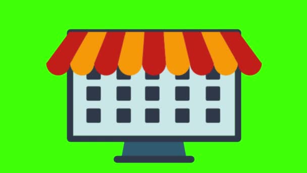 Online Winkel Geïsoleerd Groene Achtergrond — Stockvideo