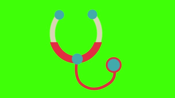 Medical Stethoscope Isolated Green Background — Stock Video