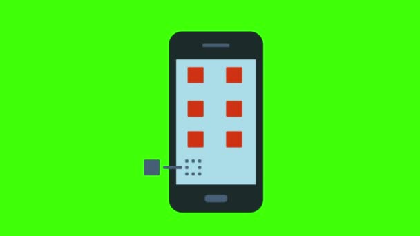 Handy Isoliert Auf Grünem Hintergrund — Stockvideo
