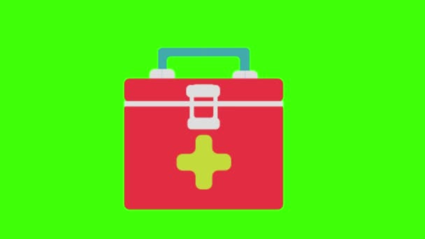 Medical Bag Isolated Green Background — Stock Video