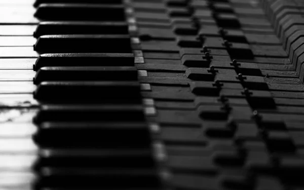 Close Shot Abandoned Piano Keys Black White Photo — Stock Photo, Image