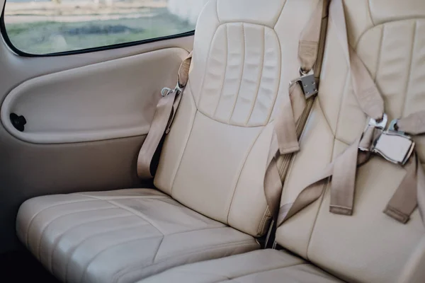 Interior Car White Leather Seats — Stock Photo, Image