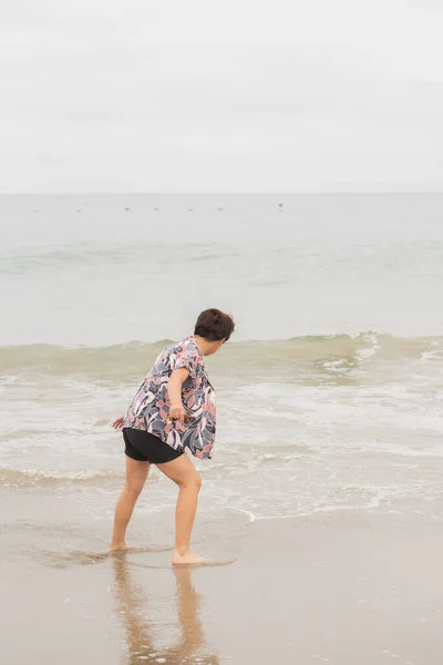 Young Woman Private Beach Punta Centinela Ecuador — Foto de Stock