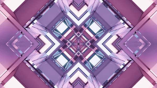Illustration Rhombus Shaped Glassy Geometric Mandala Pattern Light Pink Blue — Foto Stock
