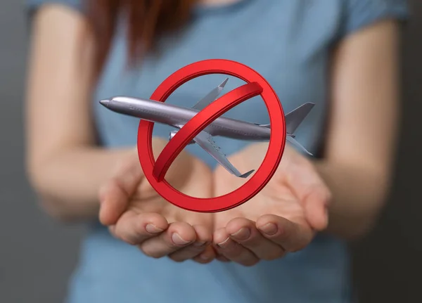 Rendering Stop Airplane Sign — стоковое фото