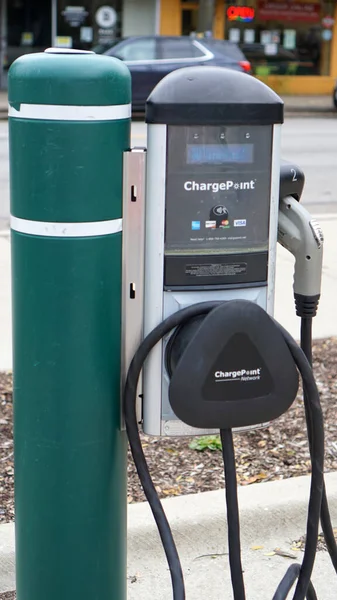 Evanston United States Nov 2021 Chargepoint Electric Vehicle Charging Station — Foto de Stock