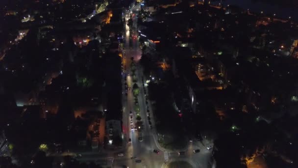 Fantastisk Utsikt Över Nattstadsbilden Med Vacker Belysning Byggnader — Stockvideo