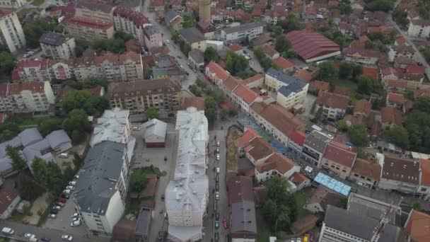 Aerial Footage Old Buildings Small European Town — Stock Video