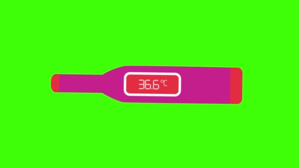 Thermometer Isoliert Auf Grünem Hintergrund — Stockvideo