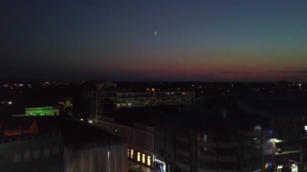 Niesamowity Widok Nocny Pejzaż Pięknym Oświetleniem Budynkach — Wideo stockowe