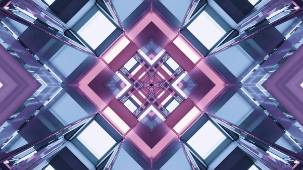 Illustration Rhombus Shaped Glassy Geometric Mandala Pattern Light Pink Blue — 스톡 사진