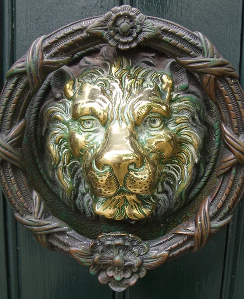 Scenic Shot Historic Brass Knocker Lions Head — Stock Photo, Image