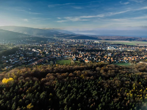 Ένα Drone Πλάνο Της Περιοχής Ilsenburg Στο Druebeck Harz Sachsen — Φωτογραφία Αρχείου