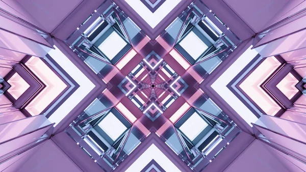 Illustration Rhombus Shaped Glassy Geometric Mandala Pattern Light Pink Blue — 图库照片