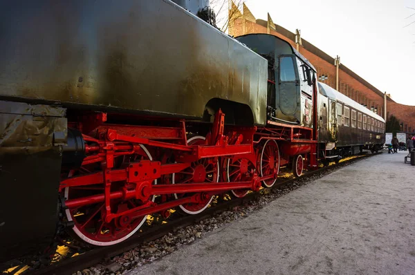 Vieille Locomotive Vapeur Avec Rouge Blanc — Photo