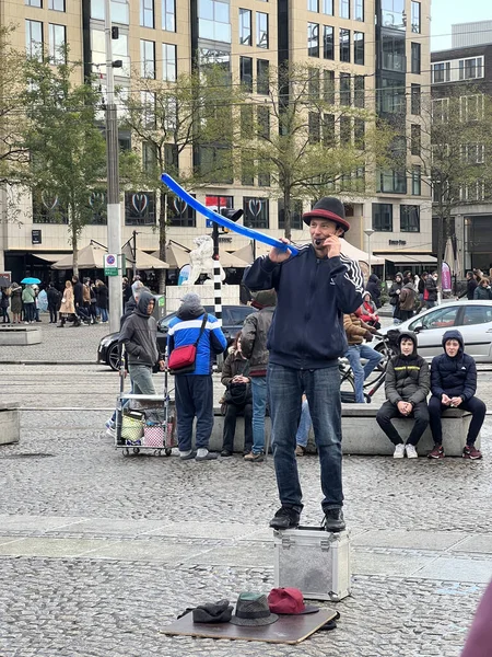 Amsterdam Netherlands Nov 2021 Guy Preforming Street Show Amsterdam Dam — Foto de Stock