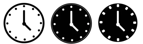 Icono Del Reloj Estilo Blanco Negro Ilustración Vectorial — Archivo Imágenes Vectoriales