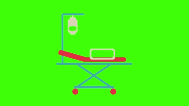 Medizinisches Bett Isoliert Auf Grünem Hintergrund — Stockvideo