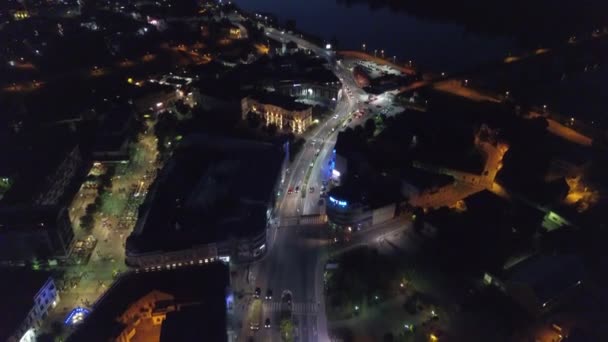 Μια Καταπληκτική Θέα Της Νυχτερινής Cityscape Όμορφο Φωτισμό Στα Κτίρια — Αρχείο Βίντεο