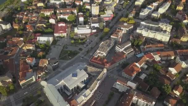 Flygbilder Gamla Byggnader Liten Europeisk Stad — Stockvideo