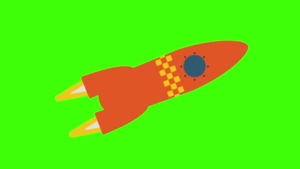 Raket Isolerad Grön Bakgrund — Stockvideo